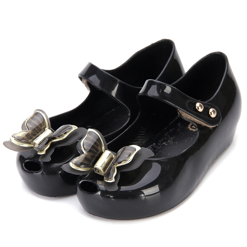 

Mini Melissa Butterfly Kids Shoes Children Jelly Sandals Soft Bottom Princess Girl New Summer Girls sandals Y200619, Black