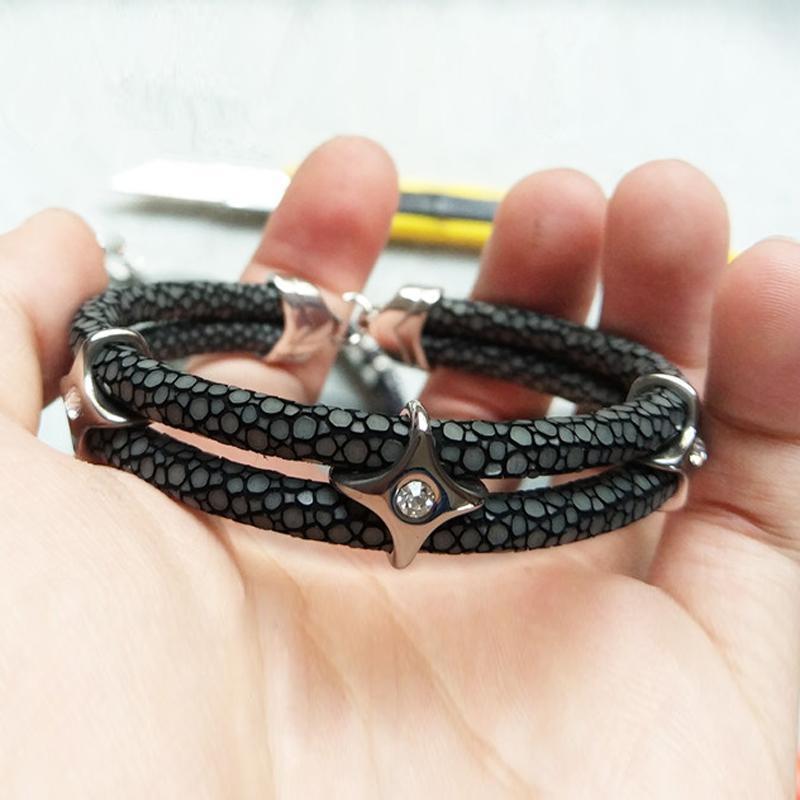 

(10pcs/lot) High End Genuine Stingray Bracelet Stingray Leather Bracelet for Men Luxury Bangle BL-0299321