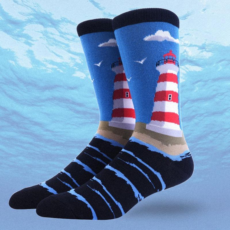 

Practical Anti-slip Breathable Cotton Outdoor Cycling Running Sport Socks Retro Casual Personality Art Pattern Printed Socks1, A6