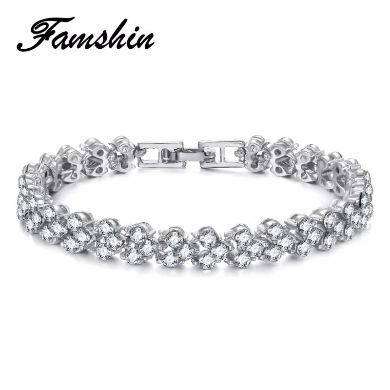 

FAMSHIN New Luxury Crystal Bracelet Fashion Sparkling Zircon Rhinestone Bangle & Bracelets For Women Femme Charm Jewelry Gift