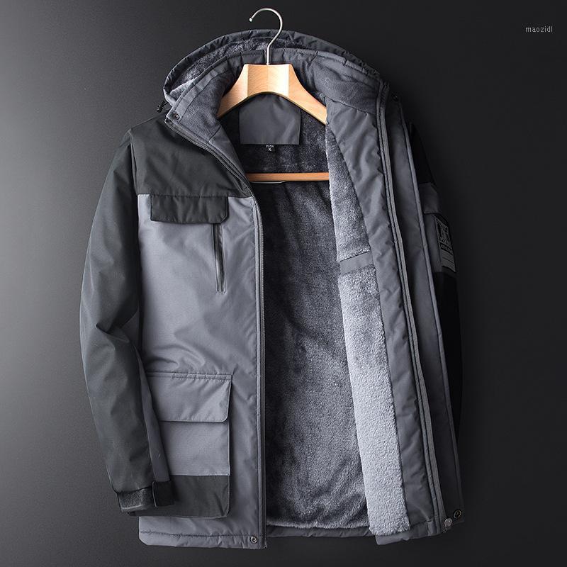 

Men's outdoor stormsuit windproof warm detachable Hat Plush mountaineering windproof waterproof jacket1, Black