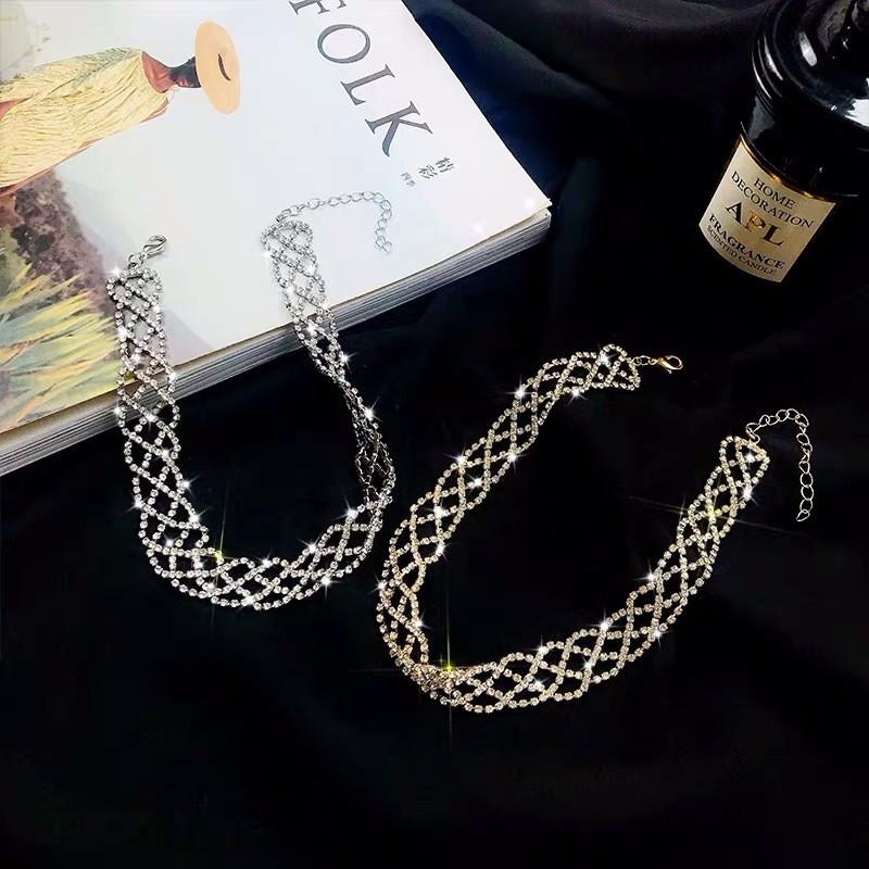 

FYUAN Fashion Rhinestone Choker Necklaces for Women Shine Crystal Necklaces Weddings Jewelry Party Gifts