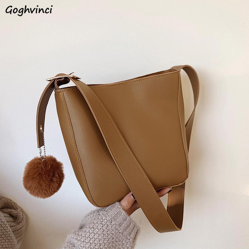 

Shoulder Bags Women Solid PU Leather Large Capacity Womens Handbags Fall New Retro Simple All-match Korean Style Crossbody Bag, Black