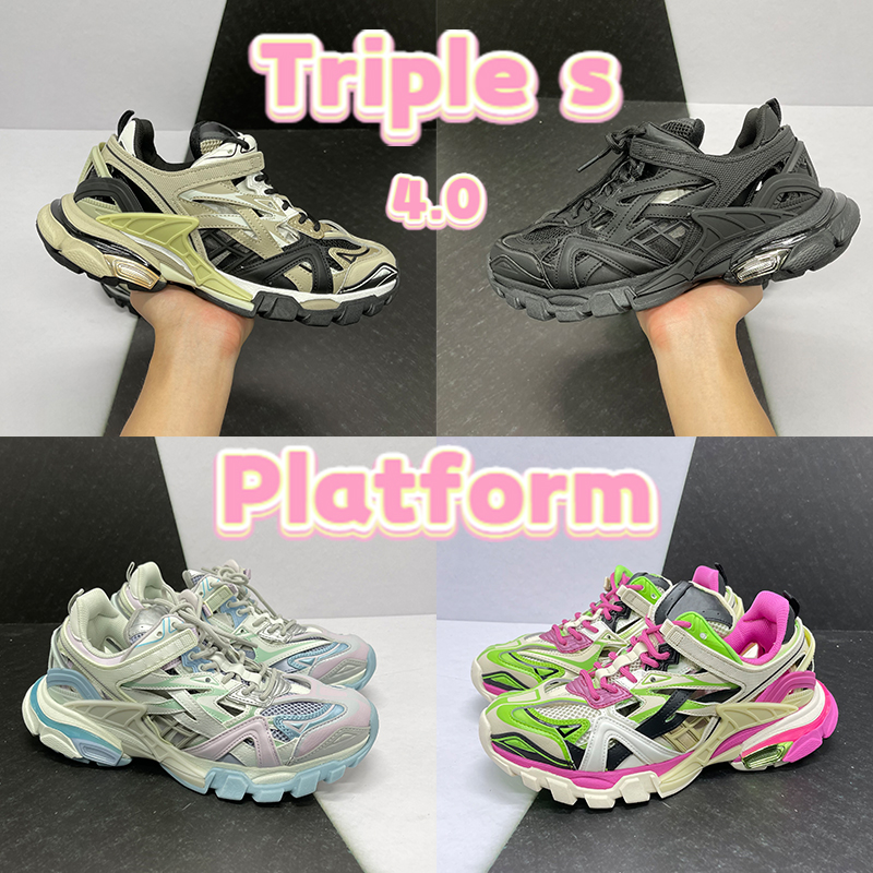 

2022 Fashion Casual Shoes Triple s 4.0 Chunky Dad Shoe Platform Beige Black White Fluo Yellow Purple Pastel Height Increase Men Sneaker, Bubble wrap packaging