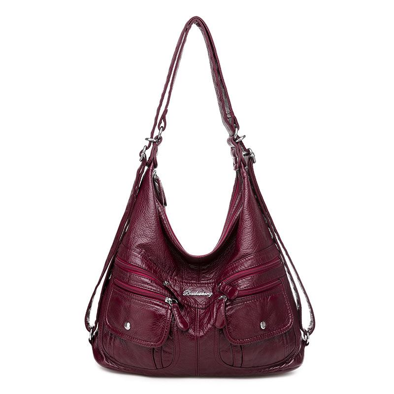 

Fashion Women's Bag, Multifunctional New Style Washed Leather Shoulder Bag, Trendy Fashion Soft Leather Messenger Bag, Black