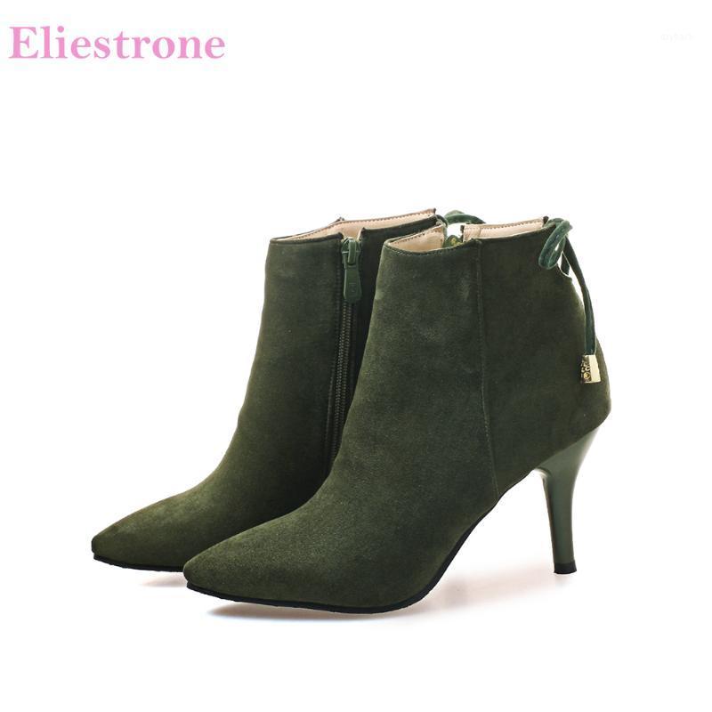 

Brand New Winter Comfortable Army Green Red Women Ankle Dress Boots Lady Shoes Stiletto Heel AC2090 Plus Big Size 10 32 43 461, Black