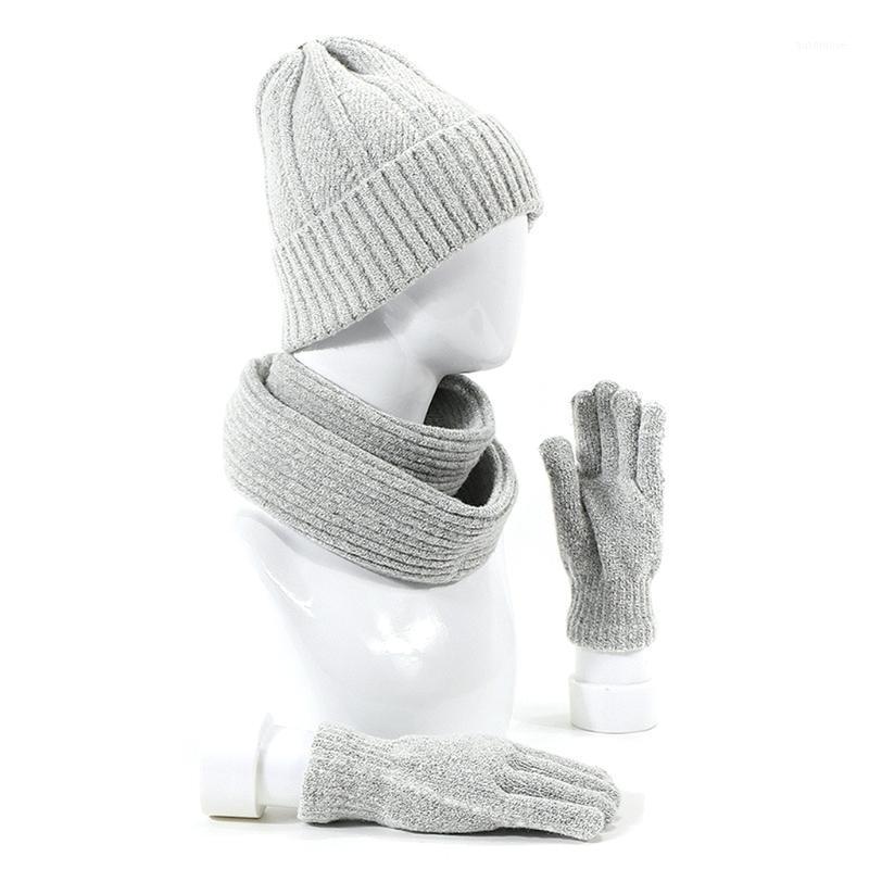

3pcs Men Women Knitted Beanie Hat Scarf Gloves Set Unisex Thick Winter Warm Cap A2UA1