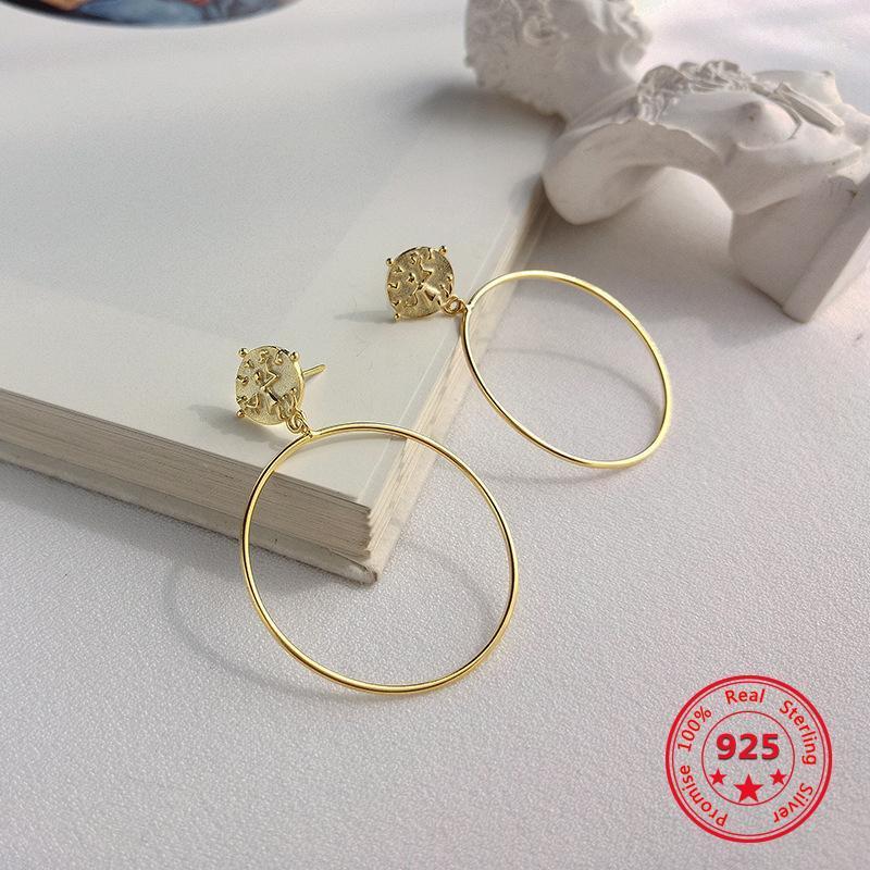 

Korea Hot Style Pure 925 Sterling Silver Earrings for Women Delicate Fashion Gold Plated Hoop Earrings Jewelry1