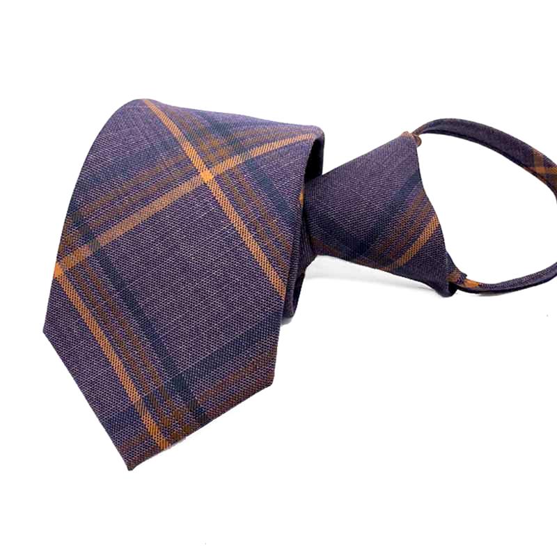 

Bow Ties 2021 Brand Men's Zipper Tie Male Business Suit Necktie Classic Plaid 7CM Fashion Formal Detachable Collar With Gift Box