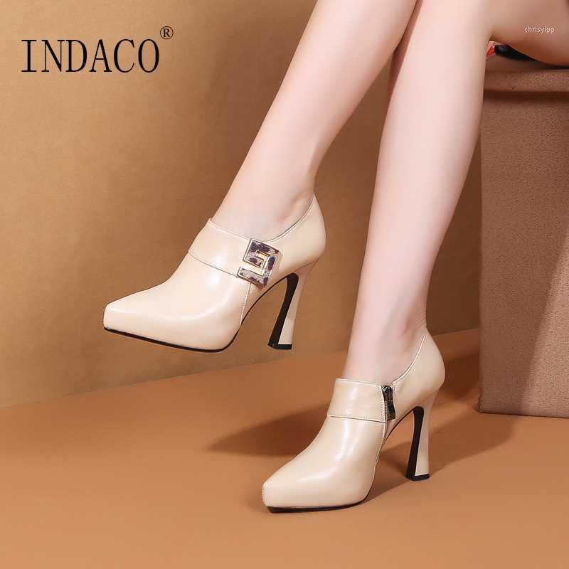 

Leather Boots Women Women Shoes Autumn High Heel Ankle Boots for Lace Up 10cm1, Black