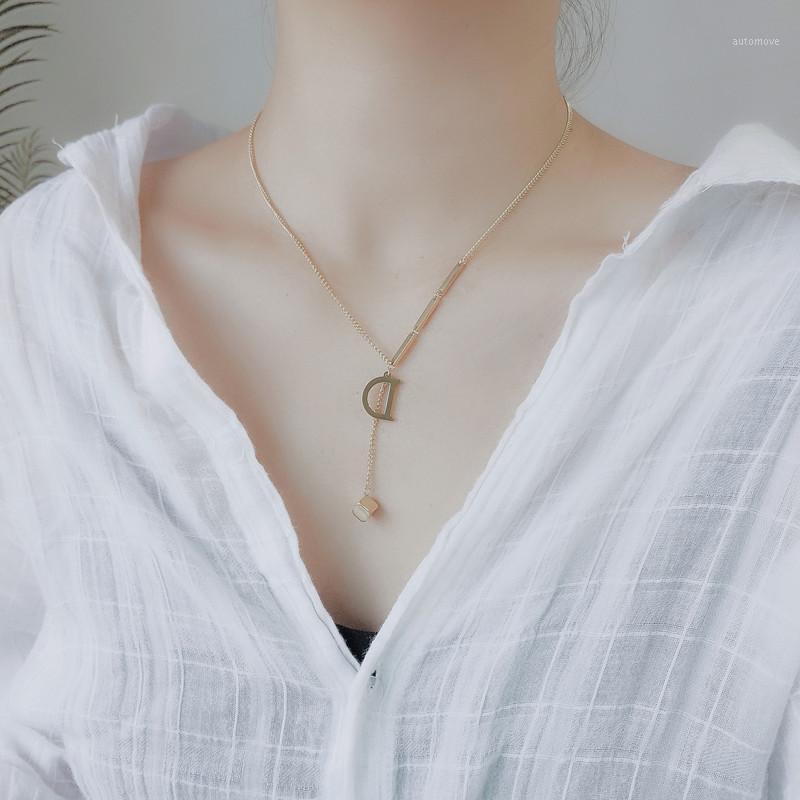 

New Fashion Titanium Steel Long Tassel D Letter Pendant Necklace For Women Girls Party Prom Daily Life Fashion Necklace Jewelry1