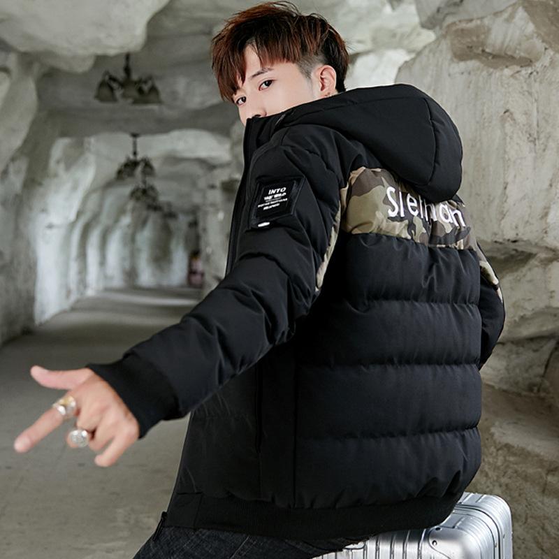 

Men's cotton coat new camouflage down jacket large size handsome thick cotton jacket winter men's clothing trend, Green8890