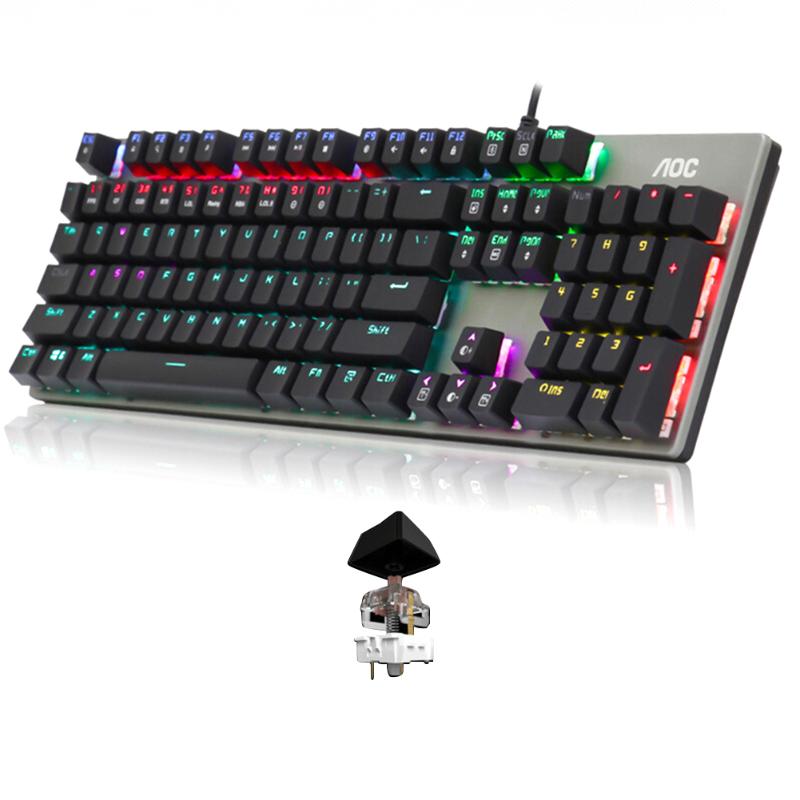 

104 Keys Gaming Mechanical Metal RGB Backlight Ergonomic USB Home Office Anti Ghosting Wired Keyboard Wear Resistance Universal