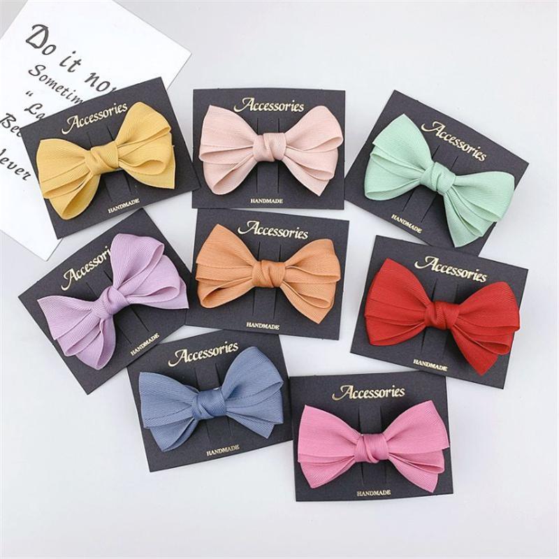 

5pcs/lot Fashion Bowknot Hairpins Hair Barrettes Children Hair Accessories for Cute Girls Headwear Bow Boutique Solid Clips1, Wine red rope