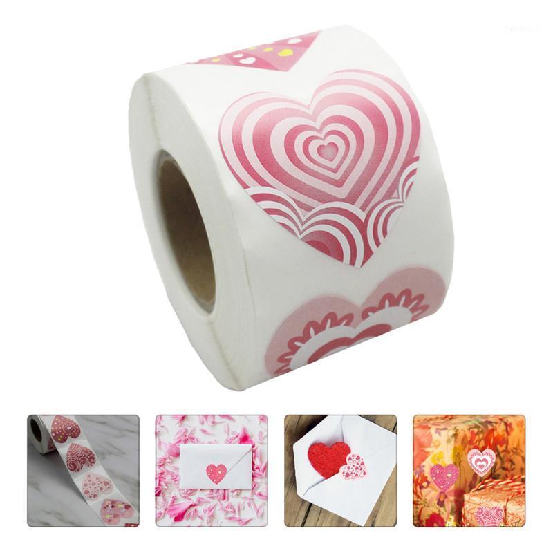 

1 Roll/500pcs Heart Decals Adhesive Sticker Colorful Packing Stickers for DIY1