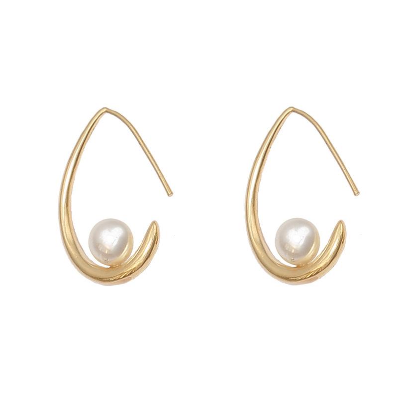 

Charm WTLTC Waterdrop Shaped Pearls Hoop Earrings For Women Baroque Huggies Dainty Geometric Bridesmaids Jewelry