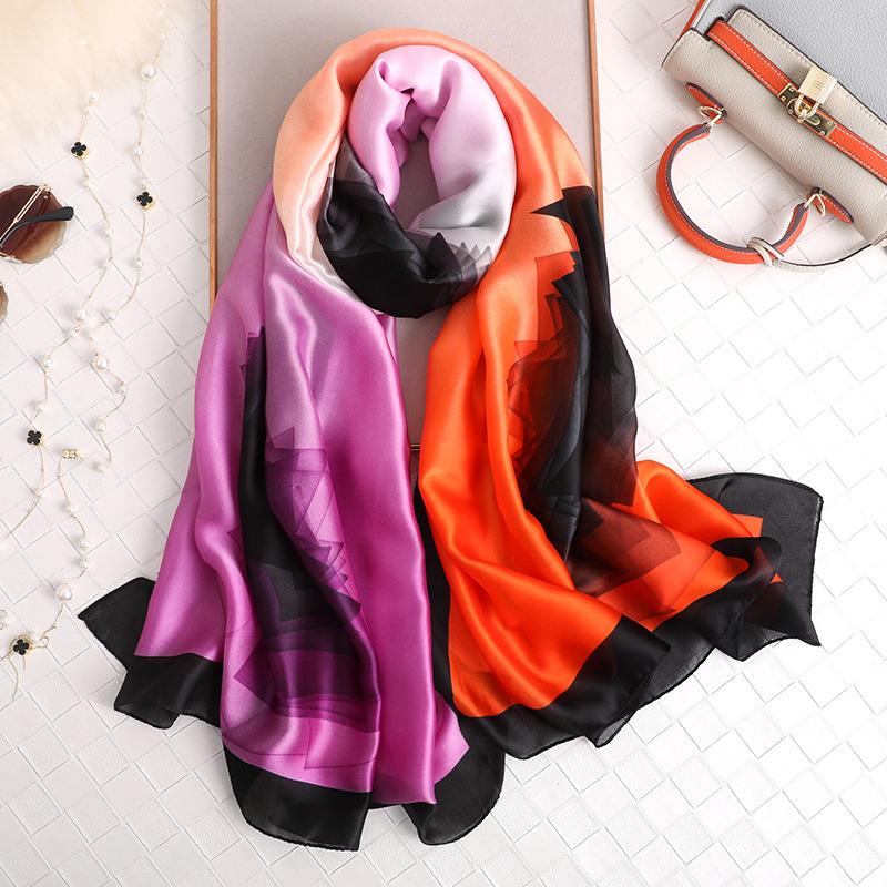 

New style women Autumn and winter Mixed color Ultrathin silk muffler scarves lady Lovely print gift shawl beach wraps hijab