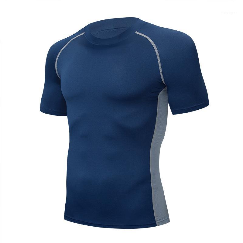 

New Men's Mesh Turtleneck Fitness Short Sleeve Pro Training Running Stretch T-shirt Sports Breathable Tight Short Sleeve1, Black