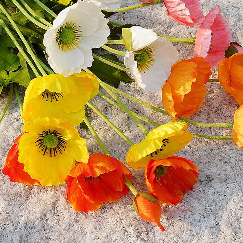 

Poppy Artificial Flower Simulation Silk Fake Flower 3 Heads Wedding Bouquet Bridesmaids Home DIY Decoration Bedroom Party1, Green