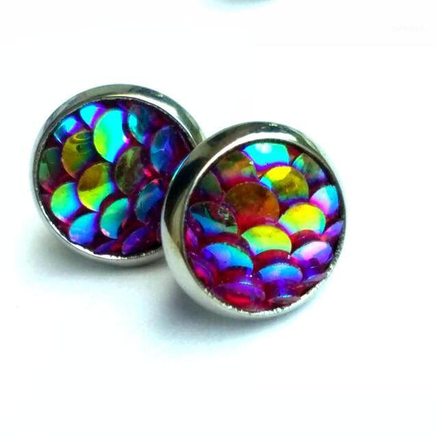 

Stud 8mm 12mm Women Stainless Steel Earring Simple Faux Druzy Round Shape Earrings Jewelry1