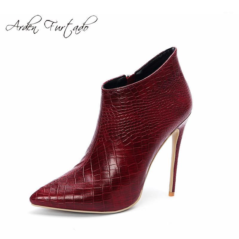 

2020 Spring and autumn women's shoes office lady big size party shoes green big size burgundy ankle boots women's boots 44 451, Black