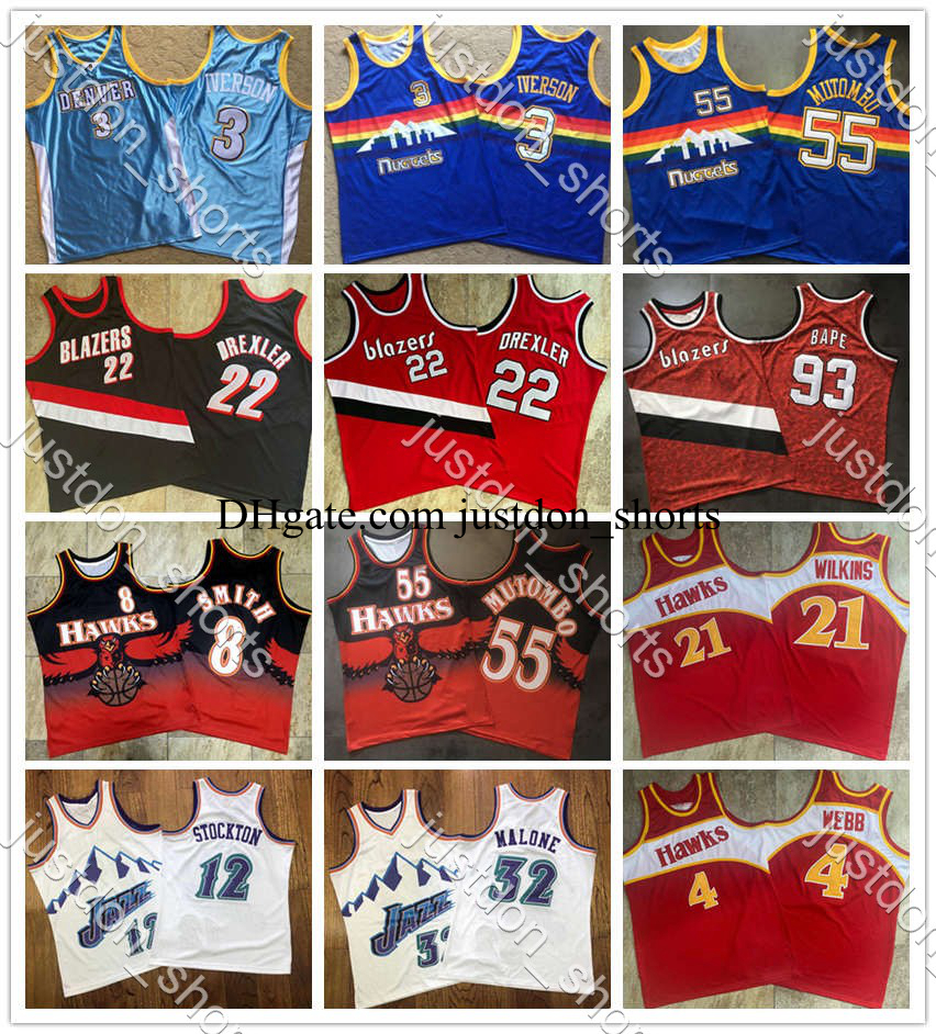 

Youth Retro Jerseys Iverson Lebron Durant Doncic Williams Carter Curry Morant Mutombo Drexler Embroidery Mitchell & Ness Swingman Shirts, Shows