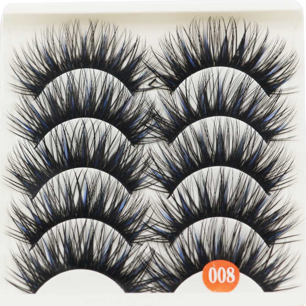 

5 Pairs Blue+Black Long Thick Cross False Eyelashes Handmade eye lashes makeup