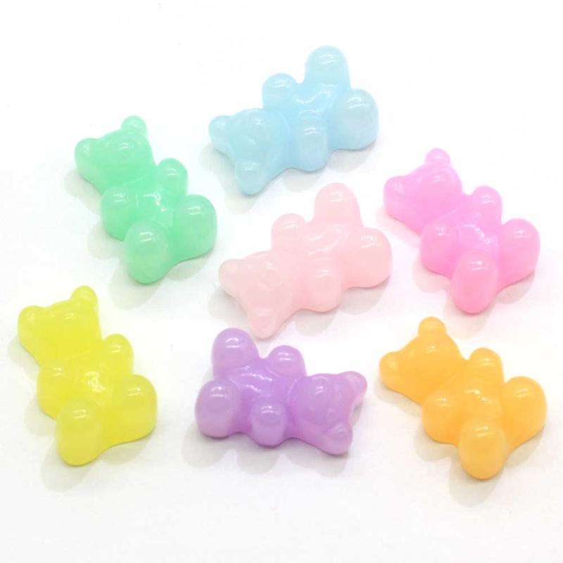 

20/100pcs Pure Color Bear Resin Flat Back Cabochons Planar Resin Accessories For Girl Hair Bow Center Photo Frame Decor Crafts