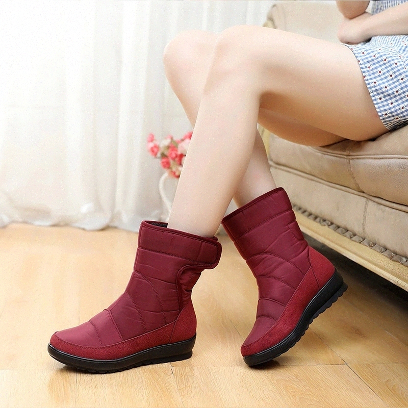 

2020 Women's Winter Wish Warm Mother Cotton Boots Non-slip Waterproof Short Boots Plus Velvet Tendon Bottom Snow One Drop #U56M, Black