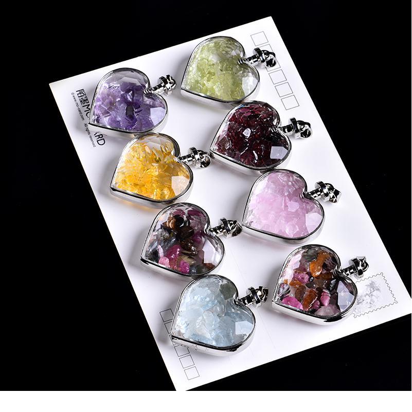 

1pc Natural Crystal Mineral Ornament Wishing Bottle Heart Pendant Guardian Fashion Couple Pendant Necklace Pendant Gift jlldvf, Black