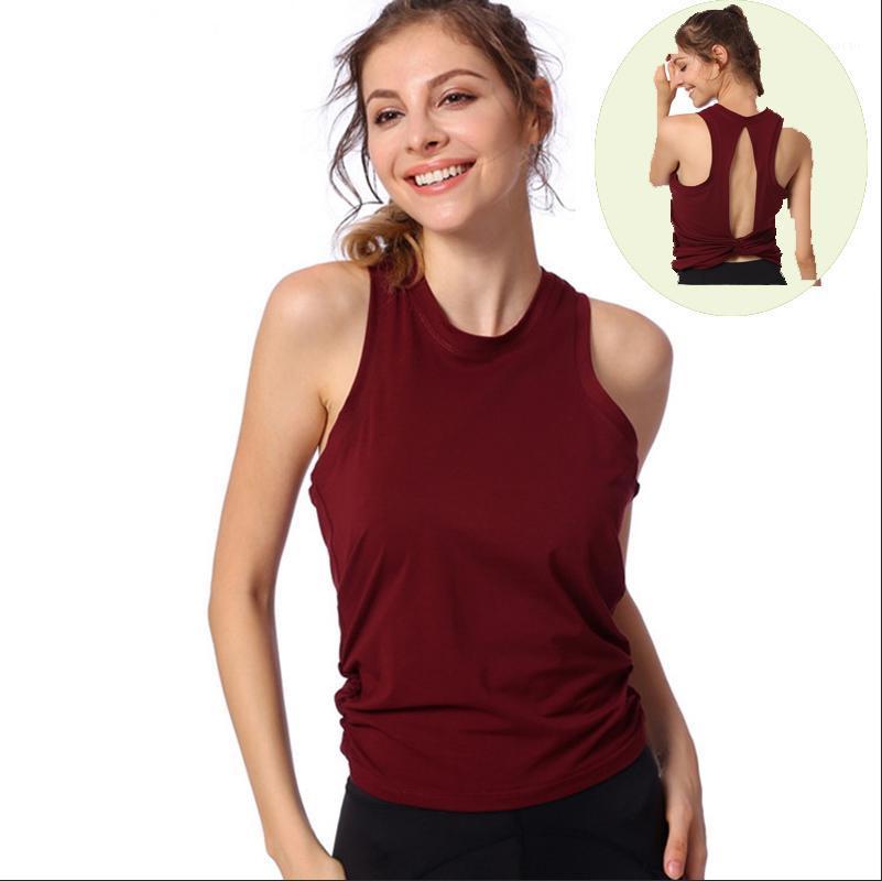 

Women Yoga Top Open-Back Kotted Workout Yoga Shirt Gym Fitness Sleeveless Tee Shirt1, Black