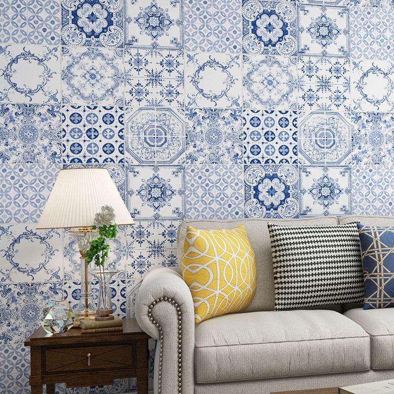 

Thai wallpaper Bohemia folk style Southeast Asia living room background wall retro nostalgia Mediterranean style wall paper1, 66182
