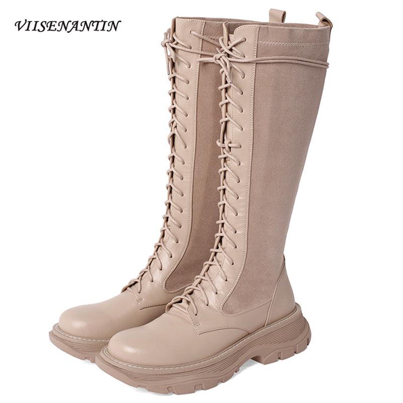 

British Style Personality Cross Strappy Short Boots Women New Korean Fashion Thick Bottom Zipper Flock Mid-calf Knight Boots, Black
