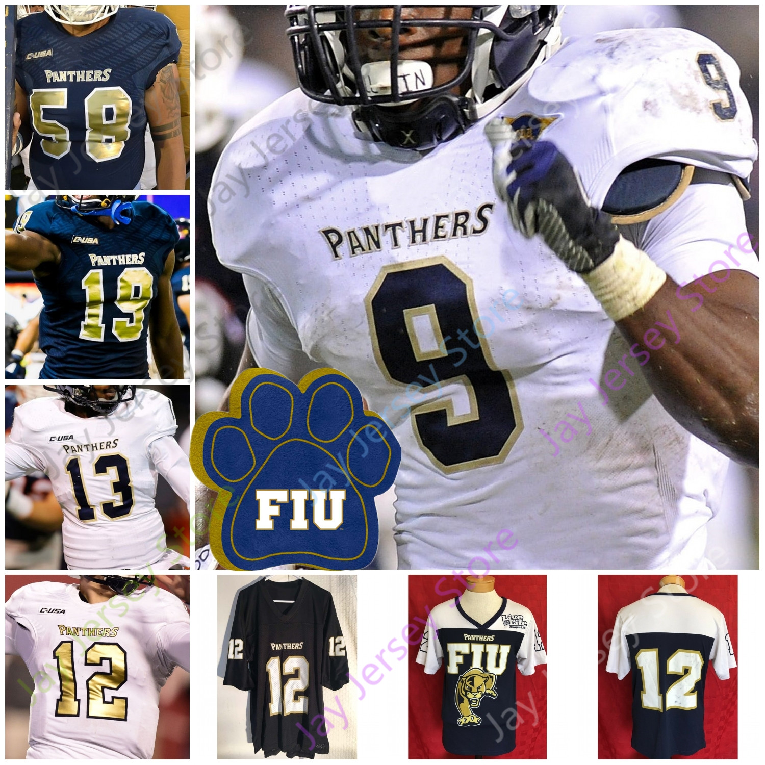 

2020 Custom Florida International FIU Football Jersey NCAA College 19 Shemar Thornton Austin Maloney Tony Gaiter IV Alexy Jean-Baptiste, White