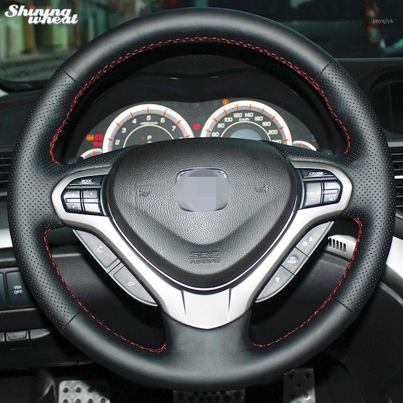 

Shining wheat Hand-stitched Black Leather Steering Wheel Cover for Spirior OId1