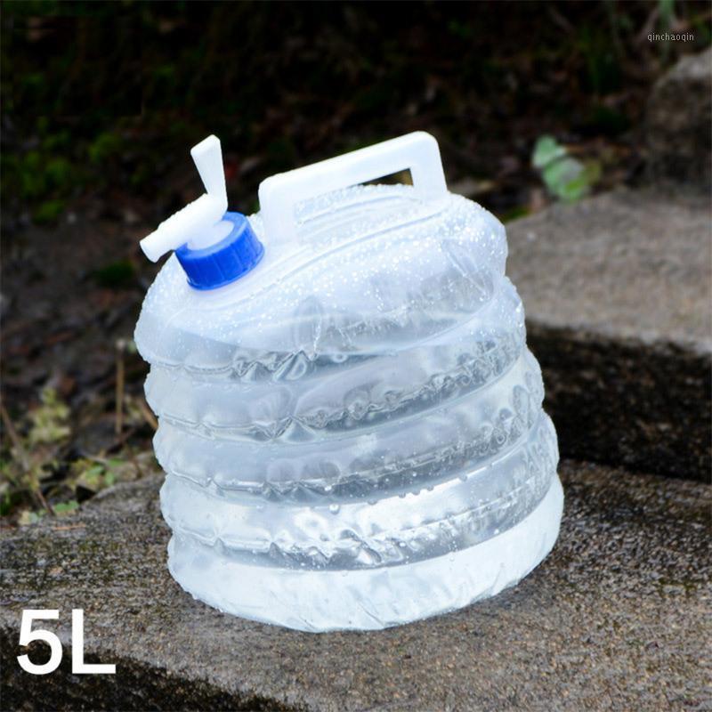 

5L With Tap Portable Large Capacity White Camping Outdoor PE Non Toxic Storage Water Container Hiking Drinking Collapsible1, As pic