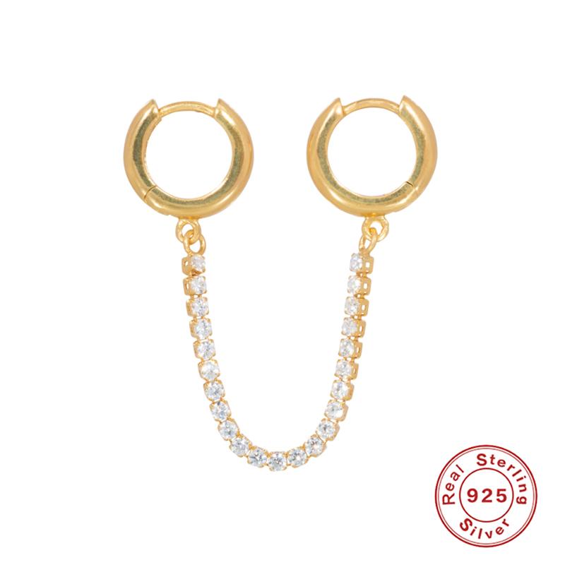 

Romad 1pcs 925 Sterling Silver Gothic Punk Handcuff Chain Earrings Zirconia Hoop Earrings for Women Fine Jewelry Pendientes W5