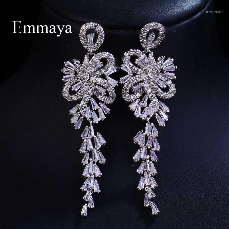 

Emmaya Brand Tradition Elegance Cubic Zircon White gold Color Firecracker Pendant Earrings For Women Wedding Jewelry Gift1
