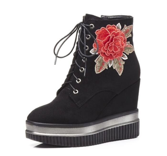 

Zapatos Mujer Shoes Woman Women Pumps Fashion Embroider Girls Elegant Chunky High Heels Laides Autumn Ankle Boots G61112, Green