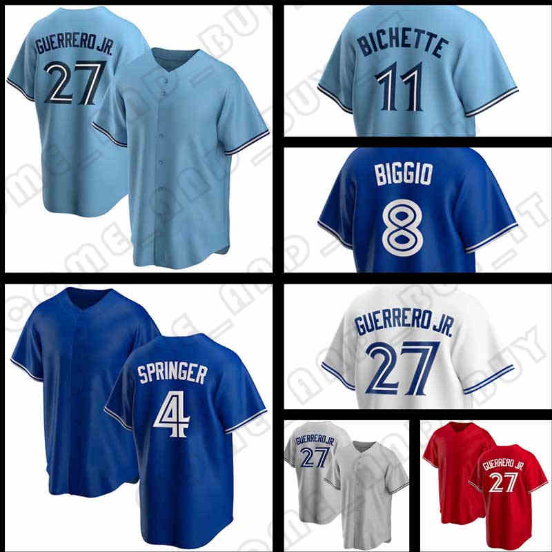 

2022 Custom 27 Vladimir Guerrero Jr. 11 Bo Bichette Jersey Toronto George Springer Cavan Biggio Baseball Yamaguchi Randal Grichuk Drury Hernandez Blue Gurriel Jr. Men, Custom men flex base(l n)