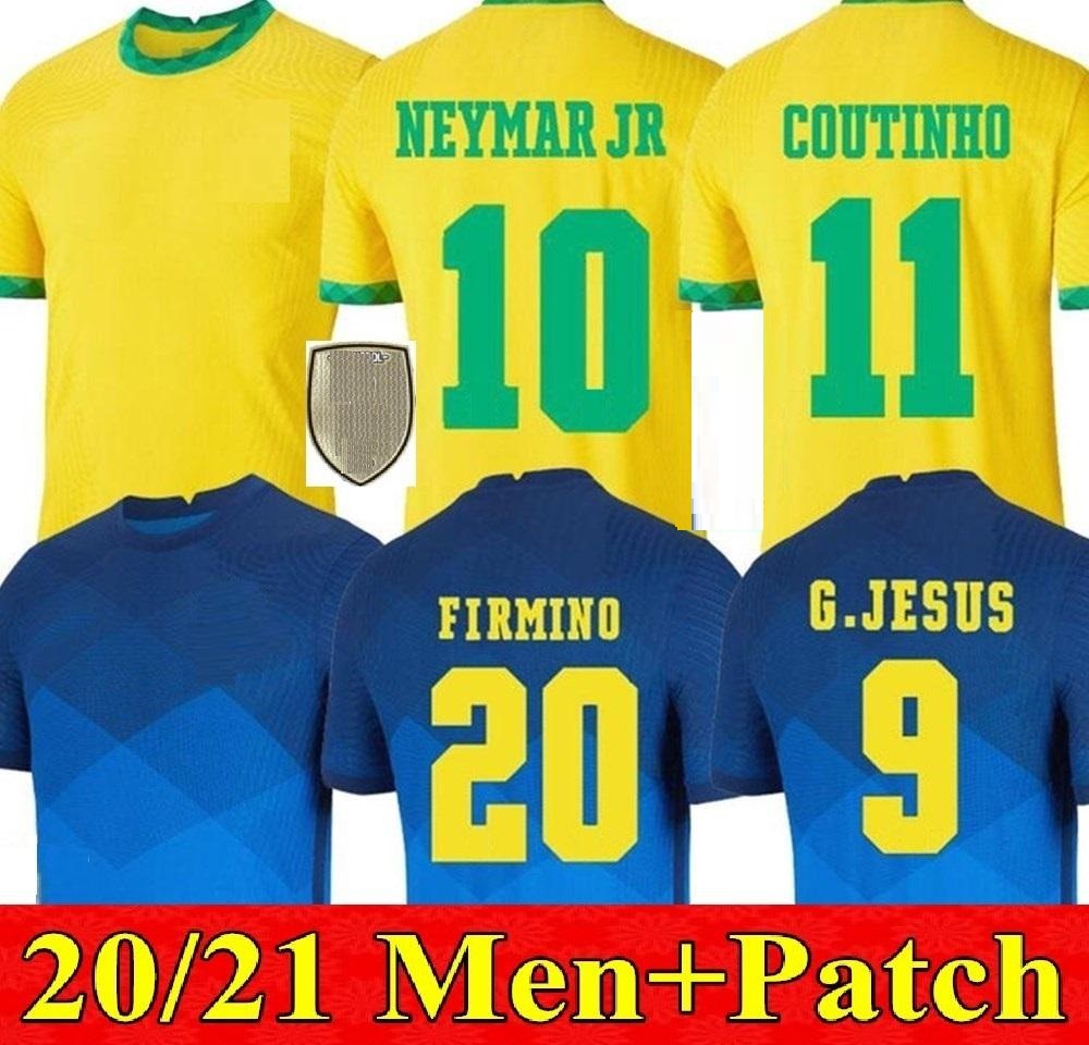 

national team 2020 Brazis Home away Soccer Jerseys 20 21 FIRMINO NEYMAR JR P.COUTINHO G.JESUS MARCELO Football Uniforms shirt, Home+patch