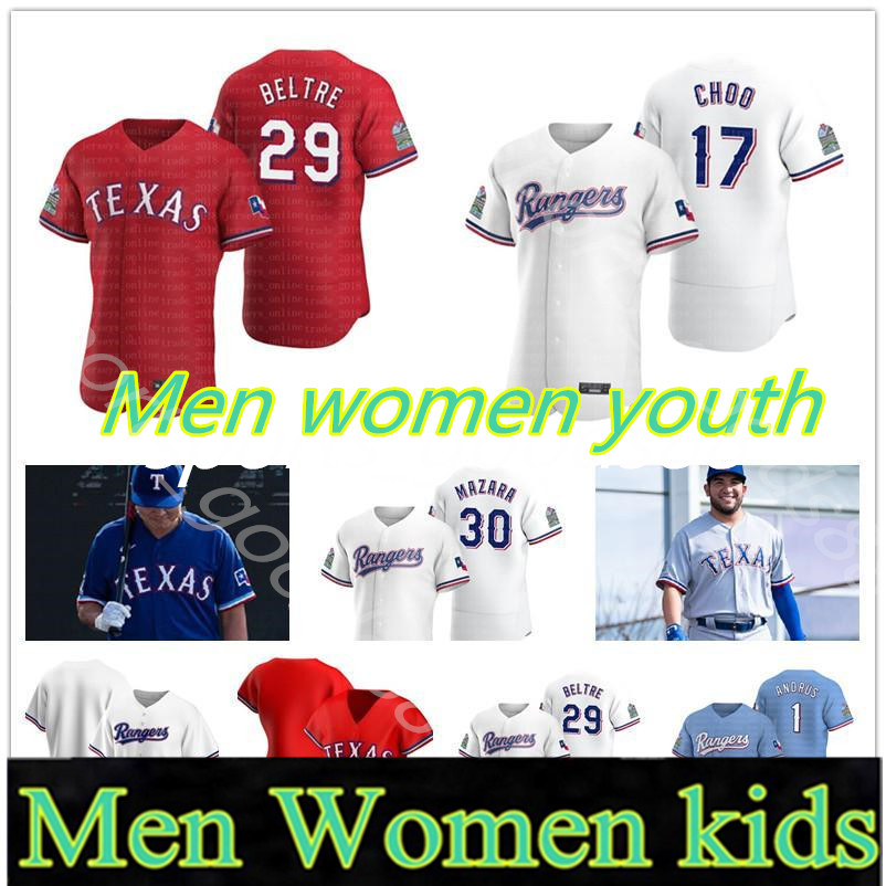 

2020 Rangers Jersey 13 Joey Gallo 17 Shin-Soo Choo 11 Ronald Guzman 1 Elvis Andrus 29 Adrian Beltre 10 Michael Young, 2020/2021