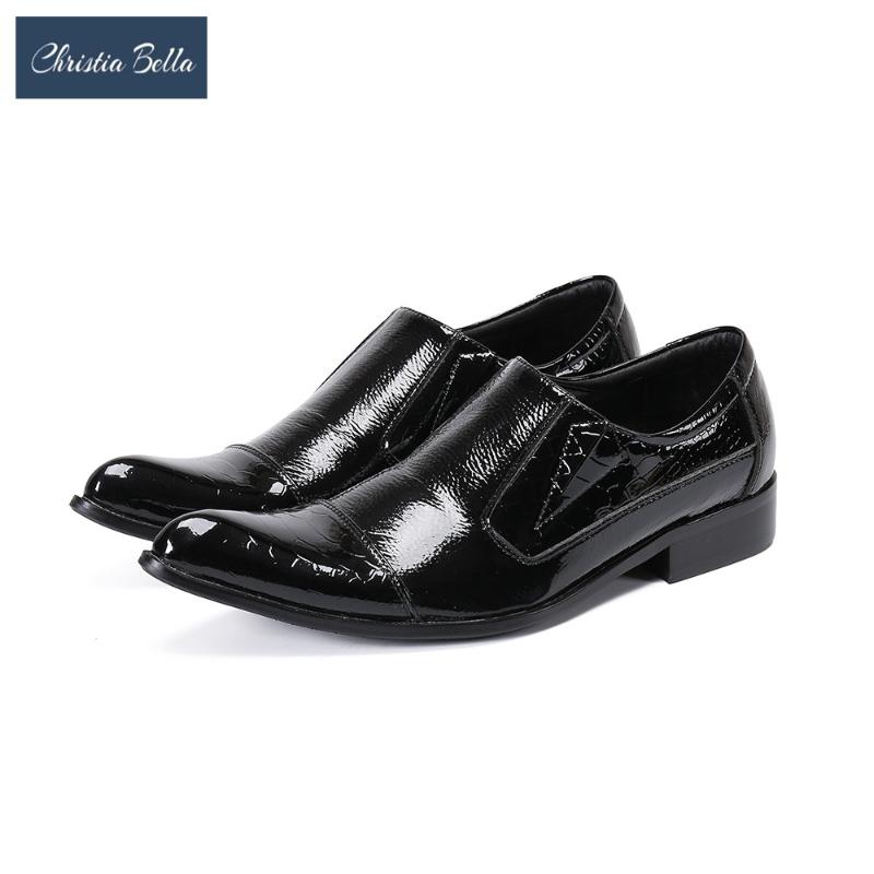 

Christia Bella Classic Big Size Real Leather Men Shoes Business Office Formal Shoes Slip on Wedding Party Male Dress Black