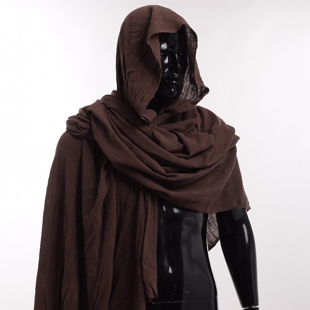 Men Medieval Scarf Brown Black Blue Wrap Cloak Primitive Hood