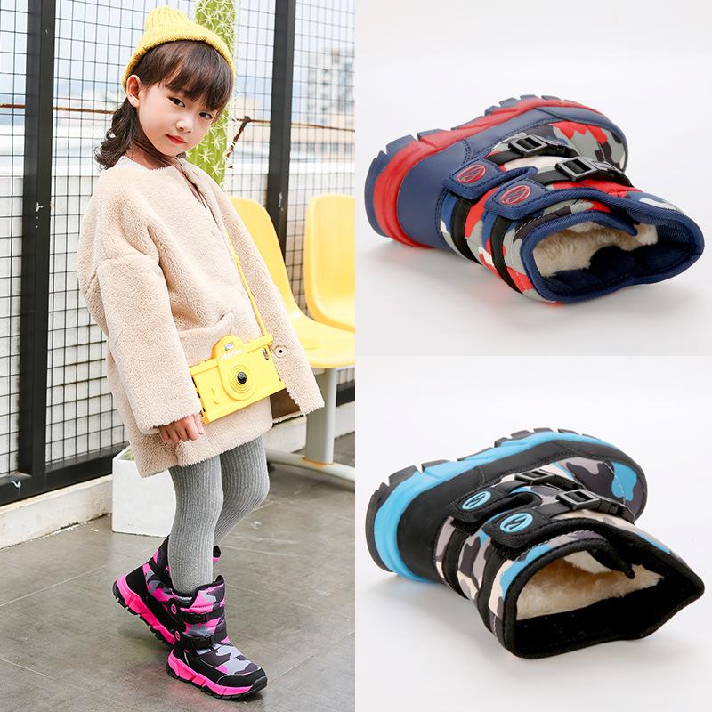 

2020 Winter Kids Boots For Girls Boots Snow Camouflage Shoes Warm Plush Soft Bottom Children Thicken Snow For Girls, Black blue