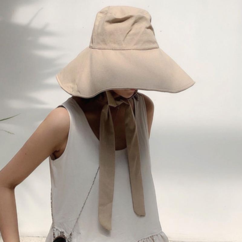 

Stingy Brim Hats 2021 Fashion Spring Summer Round Dome Bandage Bow Big Foldable Fishermen Hat Women Tide All-match Girl Trendy Accessories, Yellow
