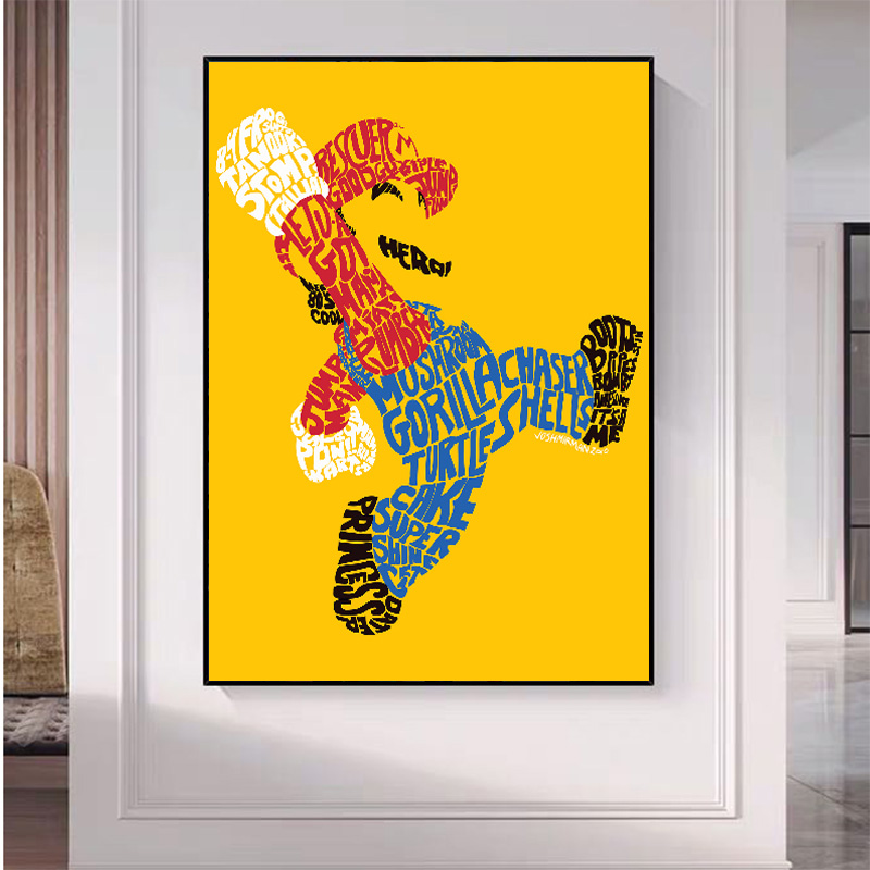 

Modern cartoon poster abstract canvas printed painting interior living room mural