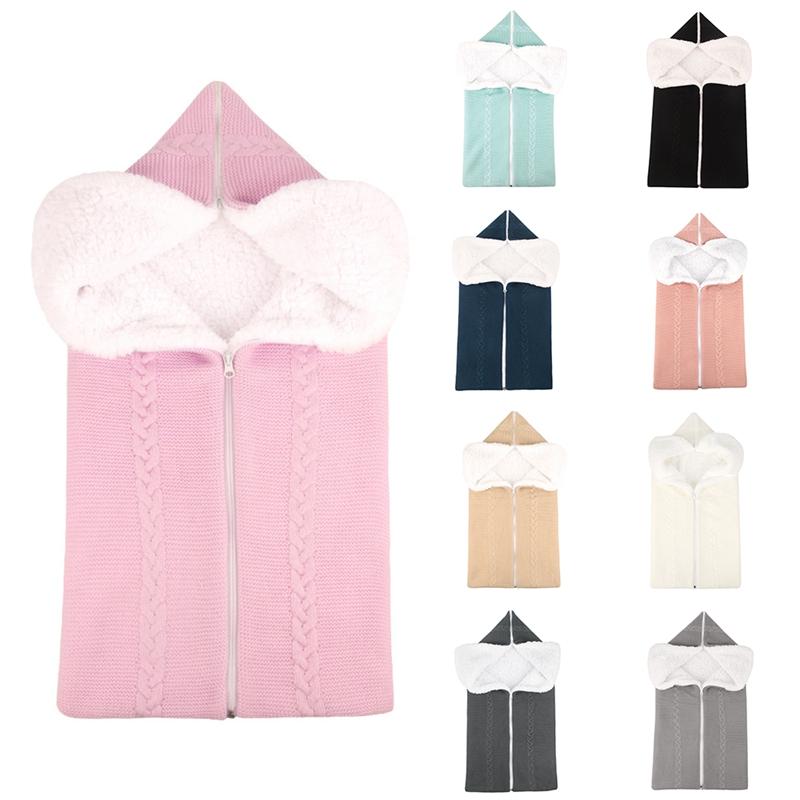 

Knitting Baby Sleeping Bag Infant Stroller Sleepsack Cotton Wheelchair Envelope Blanket Newborn Wrap Swaddle, White