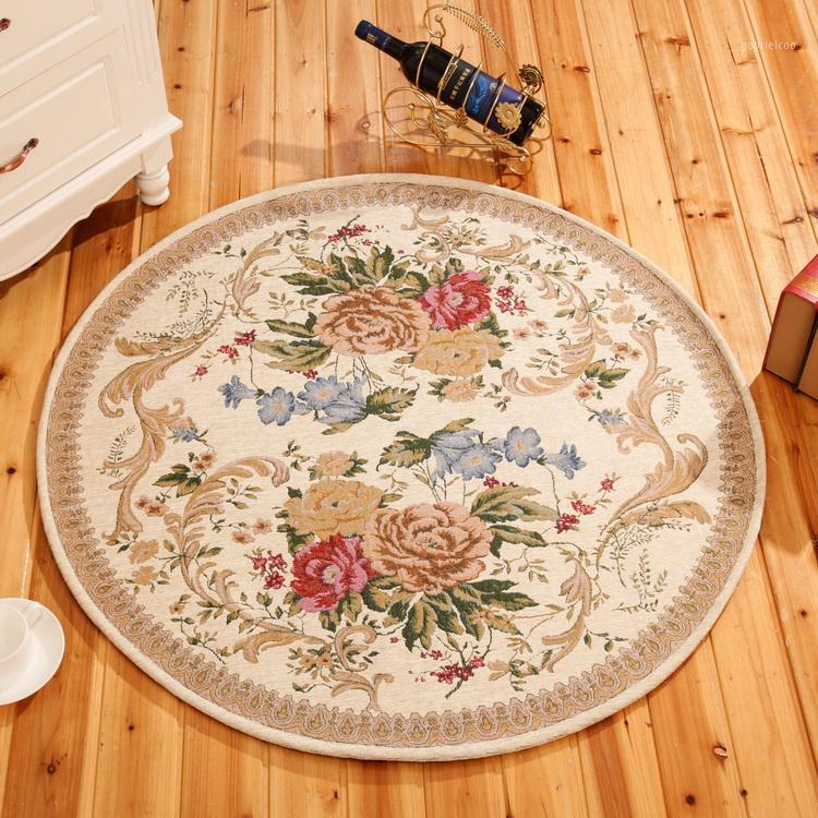 

2020 Round Jacquard Countryside Carpets For Living Room Flower Bedroom Rugs And Carpets Computer Chair Floor Mat Table Area Rug1, 2610