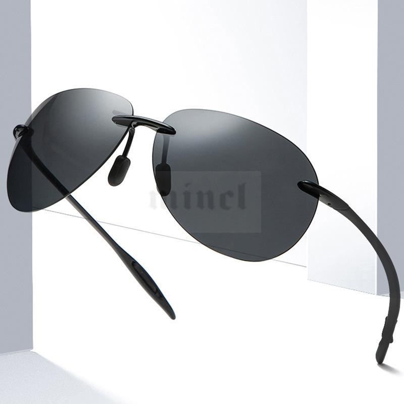 

Sunglasses TR90 Rimless Men Ultralight 2021 Male High Quality Mirrored Pilot Sun Glasses For Women Polarized Lens FML